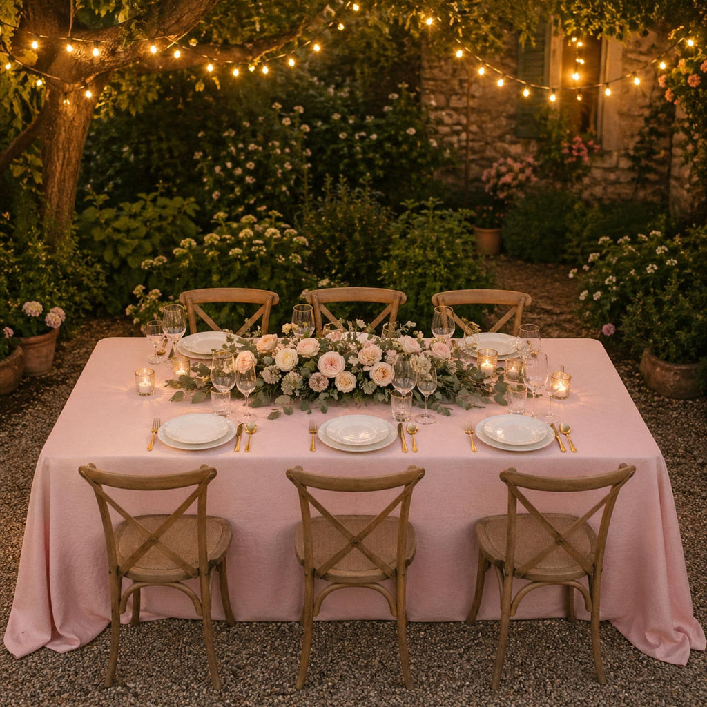 Cotton Linen Tablecloth — Powder Pink, 60 Colors, Custom Size