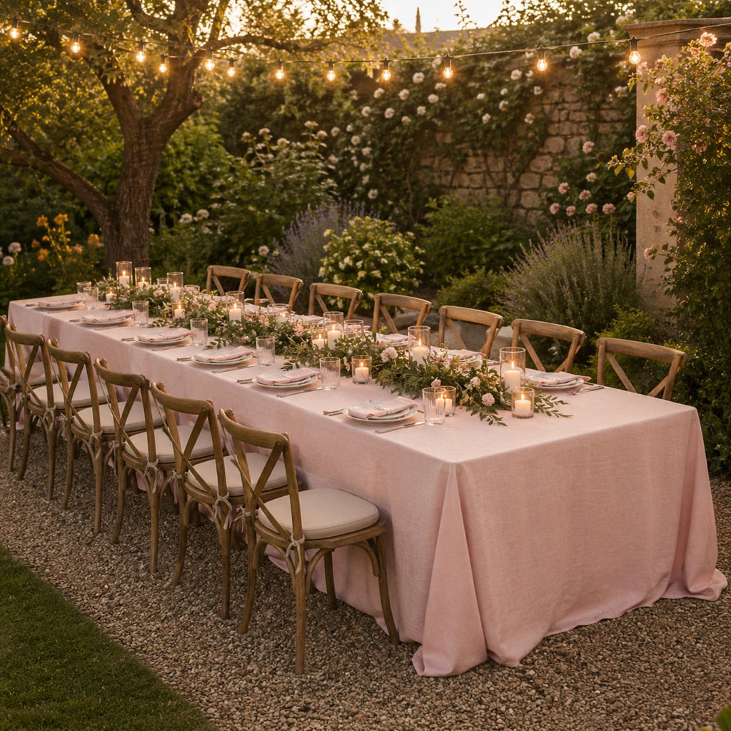 Cotton Linen Tablecloth — Powder Pink, 60 Colors, Custom Size