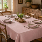 Cotton Linen Tablecloth — Powder Pink, 60 Colors, Custom Size