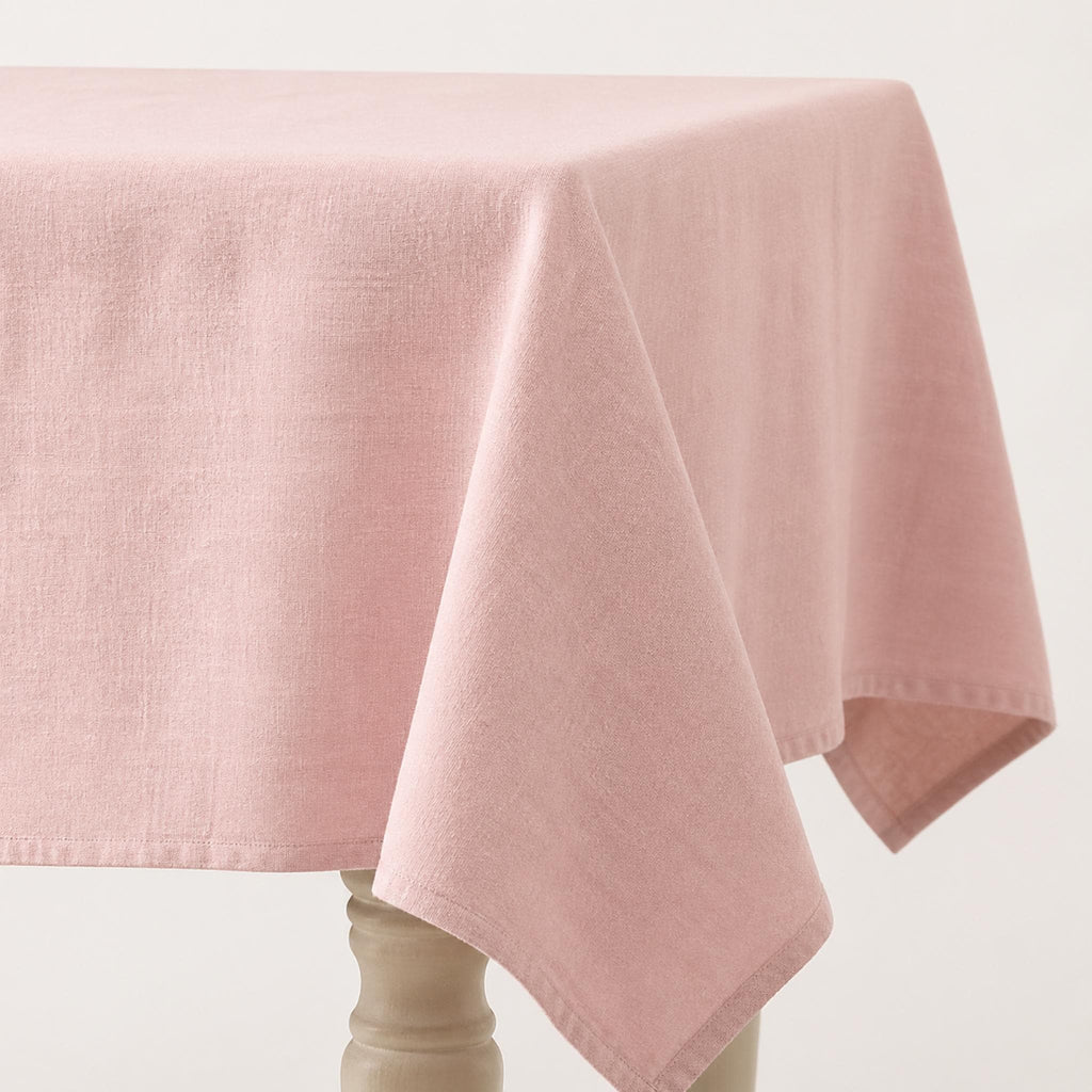 Cotton Linen Tablecloth — Powder Pink, 60 Colors, Custom Size