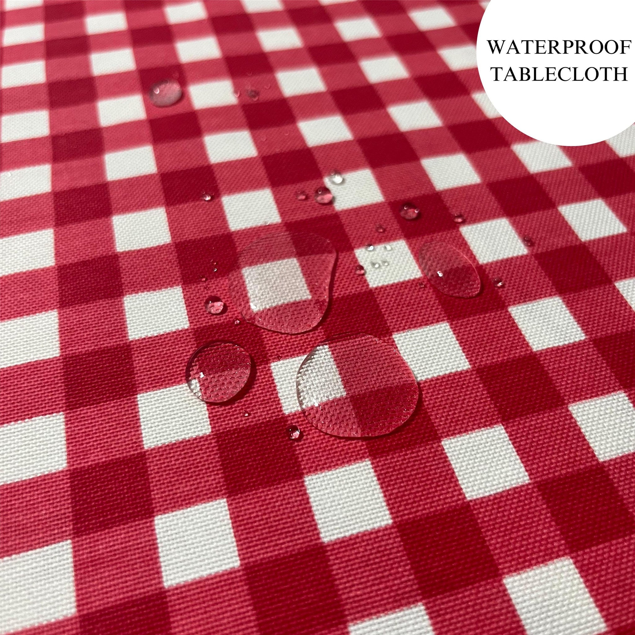 Gingham Cotton Tablecloth — Red Check, 9 Colors, Custom Size