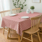 Gingham Cotton Tablecloth — Red Check, 9 Colors, Custom Size