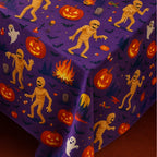 Purple spooky party tablecloth corner drape
