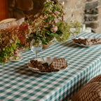Gingham Cotton Tablecloth — Mint Green Check, 9 Colors, Custom Size