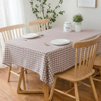 Gingham Cotton Tablecloth — Powder Check, 9 Colors, Custom Size