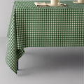 Green mini check gingham cotton tablecloth on a cottage kitchen table