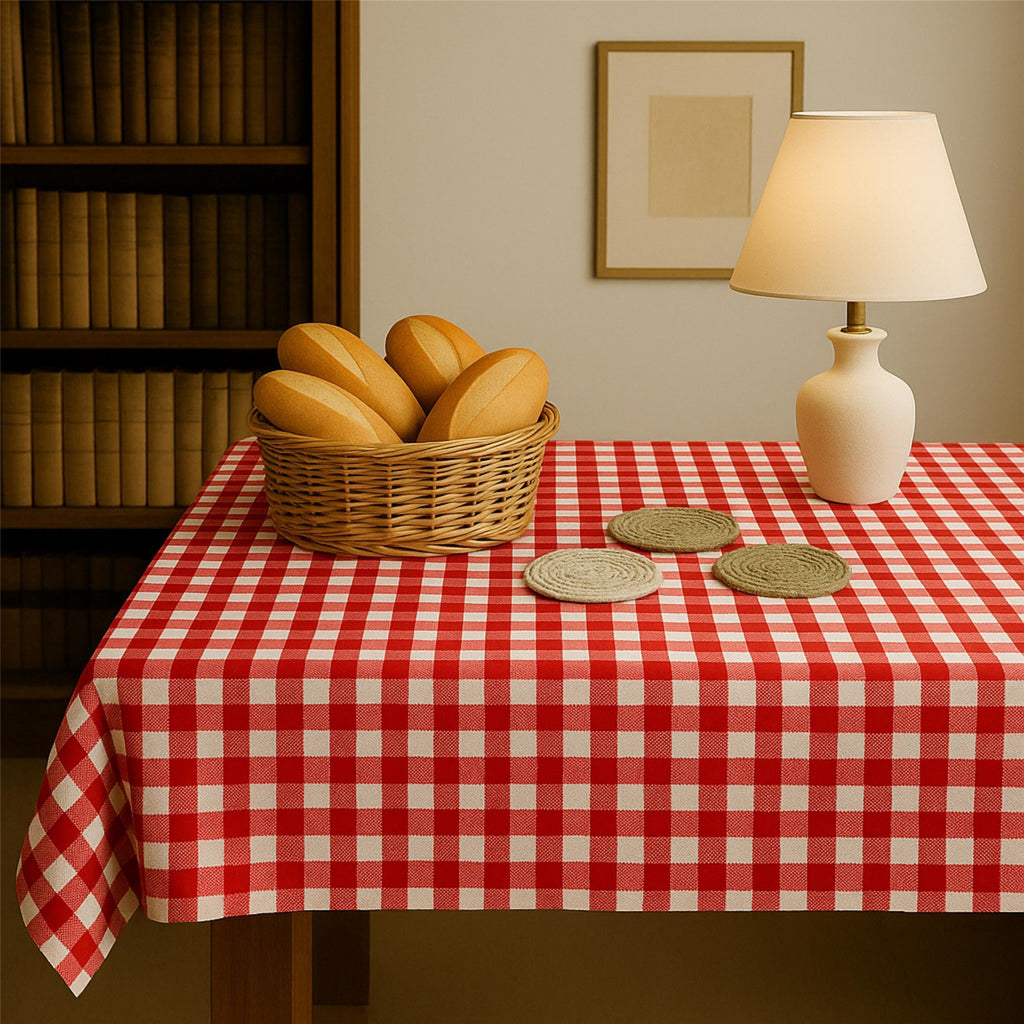 Gingham Cotton Tablecloth — Green Mini Check, 12 Colors, Custom Size