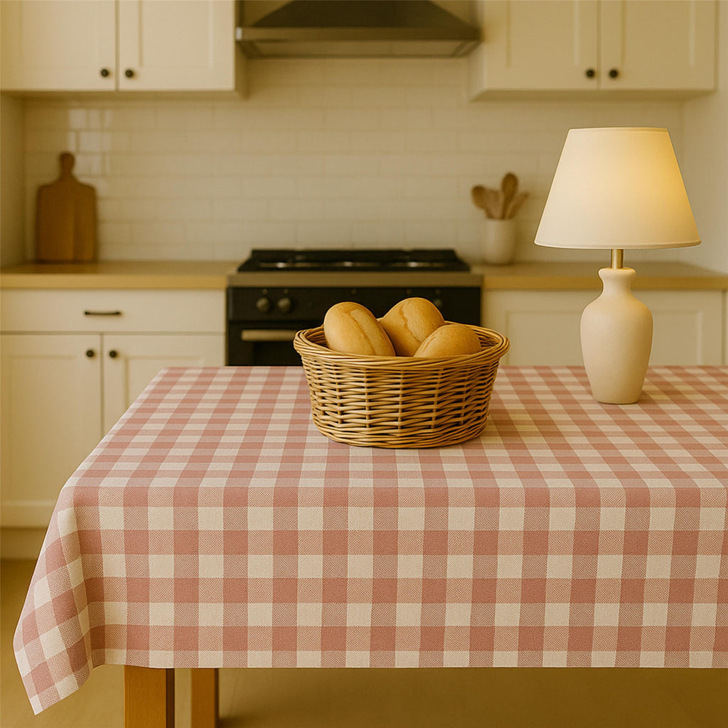 Gingham Cotton Tablecloth — Green Mini Check, 12 Colors, Custom Size