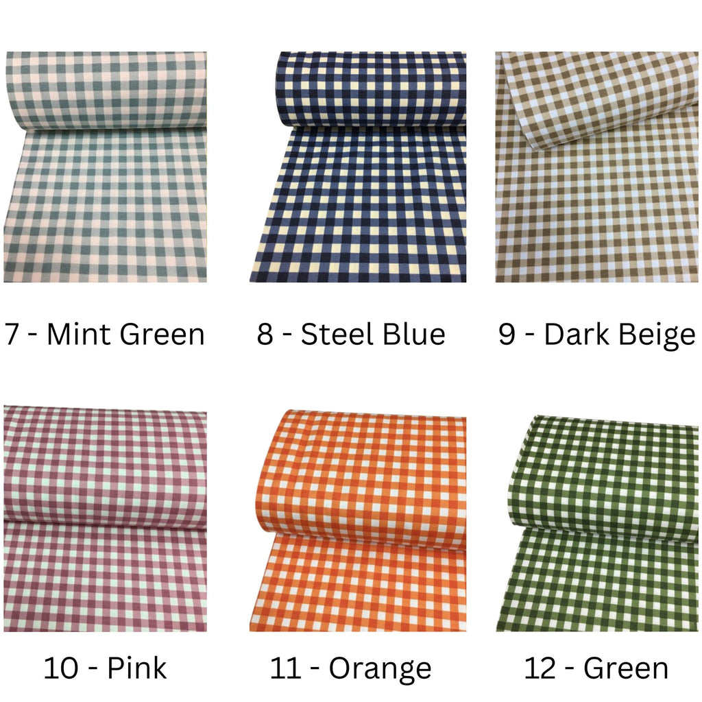 Gingham Cotton Tablecloth — Green Mini Check, 12 Colors, Custom Size