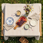Striped Cotton Tablecloth — Beige, 12 Colors, Custom Size