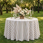 Striped Cotton Tablecloth — Beige, 12 Colors, Custom Size
