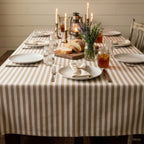 Striped Cotton Tablecloth — Beige, 12 Colors, Custom Size