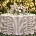 Striped Cotton Tablecloth — Dark Beige, 12 Colors, Custom Size