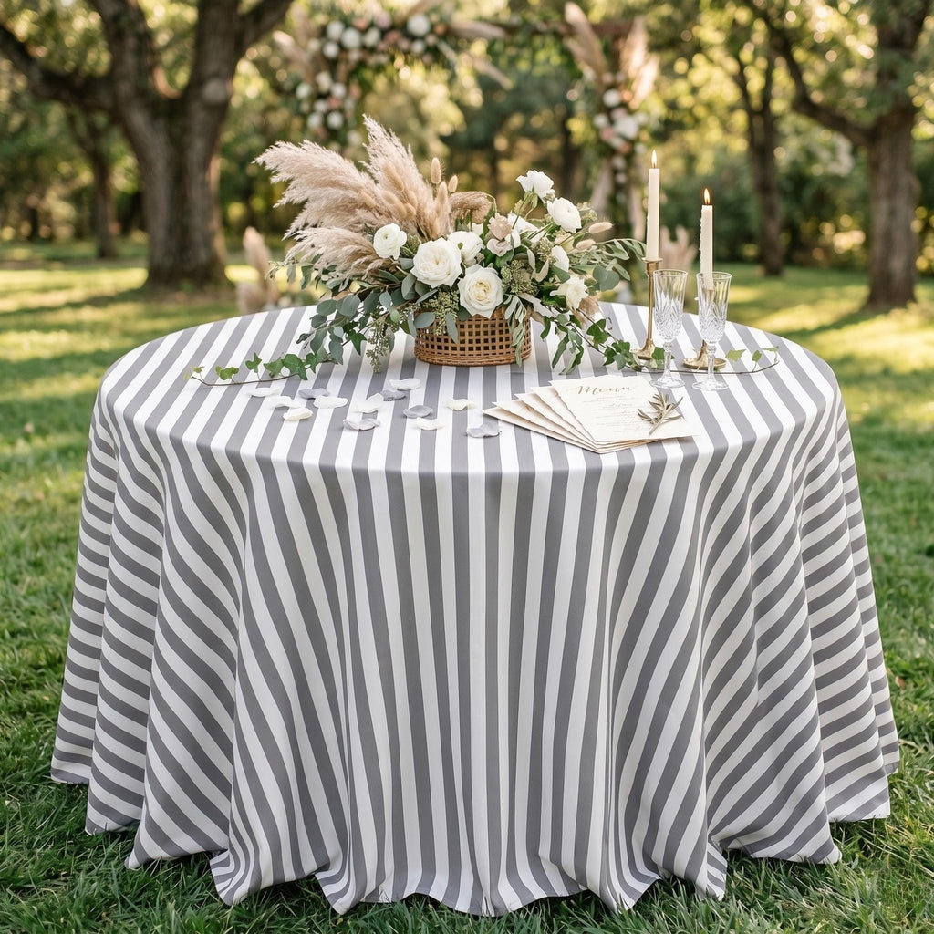 Striped Cotton Tablecloth — Gray, 12 Colors, Custom Size
