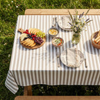 Striped Cotton Tablecloth — Gray, 12 Colors, Custom Size