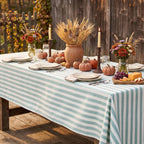 Striped Cotton Tablecloth — Mint Green, 12 Colors, Custom Size