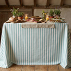 Striped Cotton Tablecloth — Mint Green, 12 Colors, Custom Size