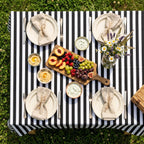 Striped Cotton Tablecloth — Black, 12 Colors, Custom Size