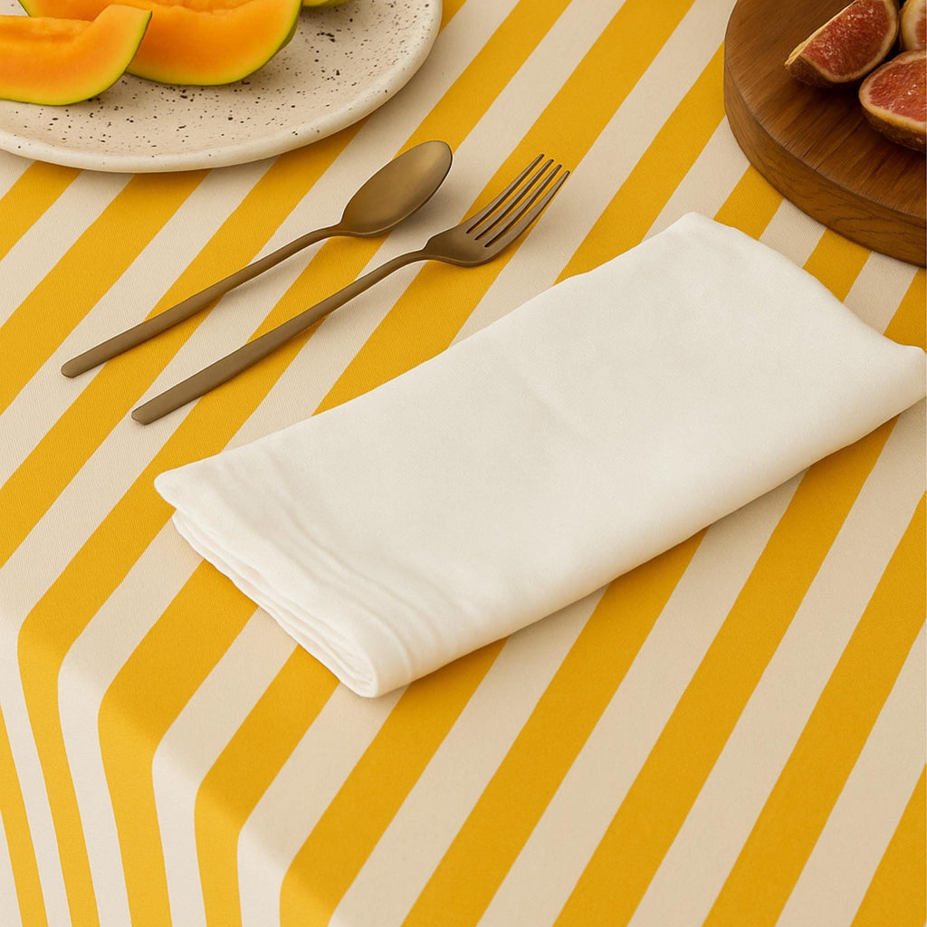 Striped Cotton Tablecloth — Yellow, 12 Colors, Custom Size
