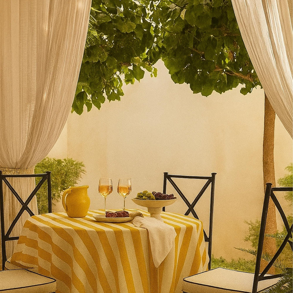 Striped Cotton Tablecloth — Yellow, 12 Colors, Custom Size