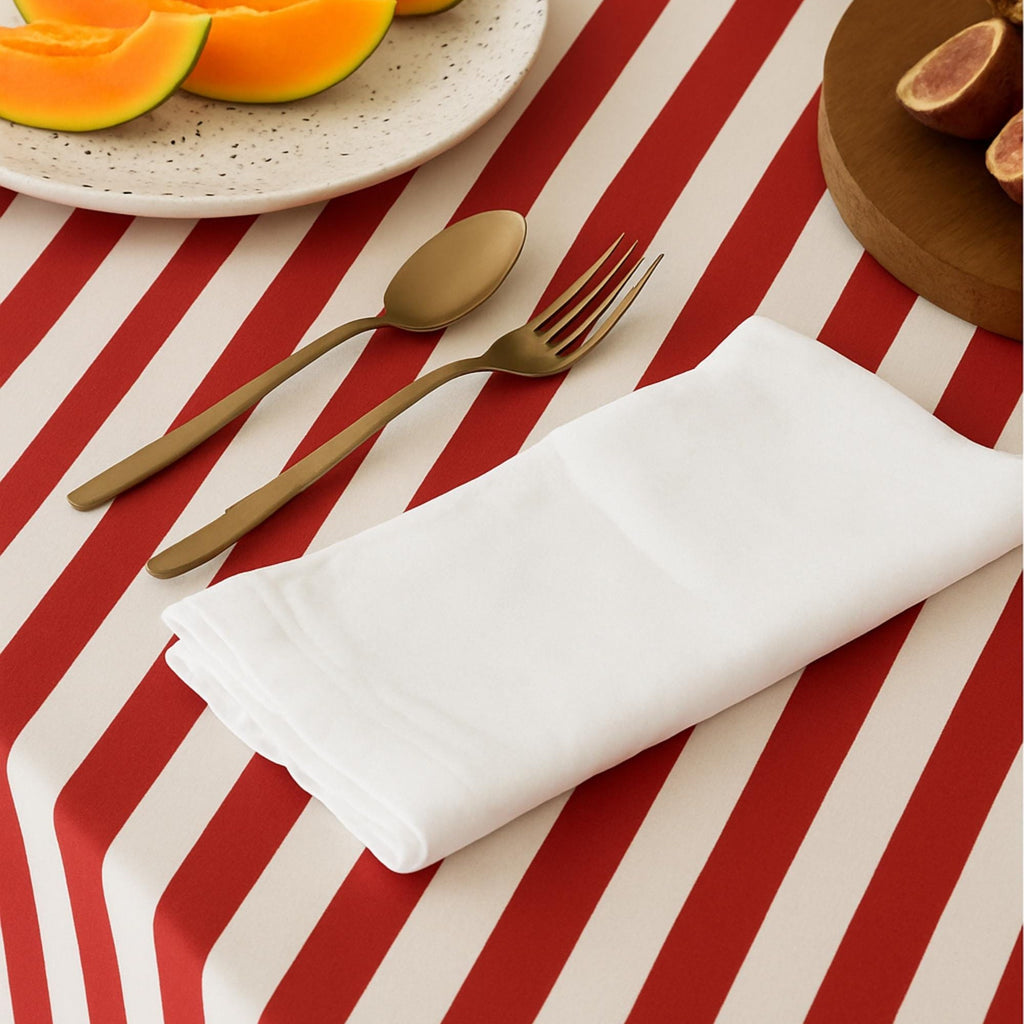 Striped Cotton Tablecloth — Red, 12 Colors, Custom Size
