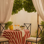 Striped Cotton Tablecloth — Red, 12 Colors, Custom Size