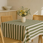 Striped Cotton Tablecloth — Green, 12 Colors, Custom Size