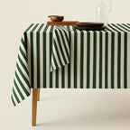 Striped Cotton Tablecloth — Green, 12 Colors, Custom Size
