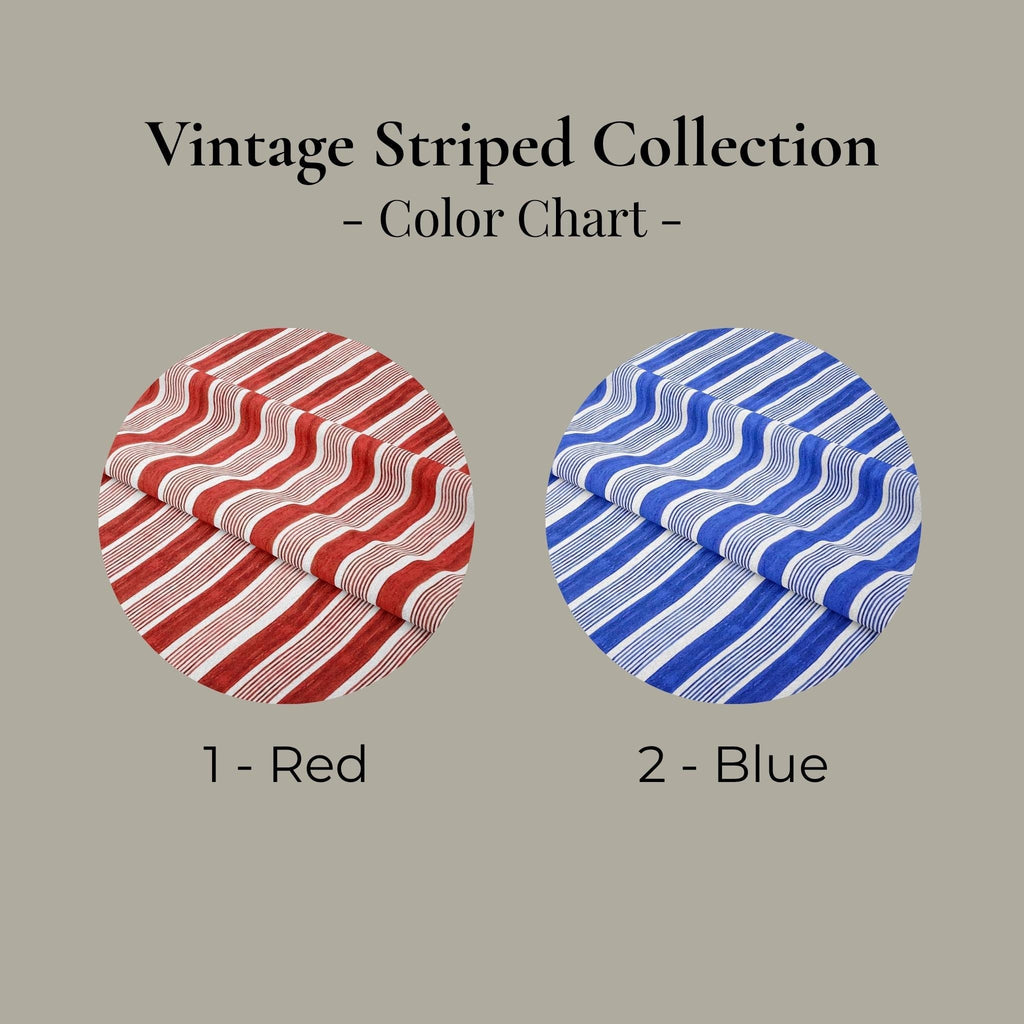 Vintage Striped Tablecloth — Red & Blue, Custom Size