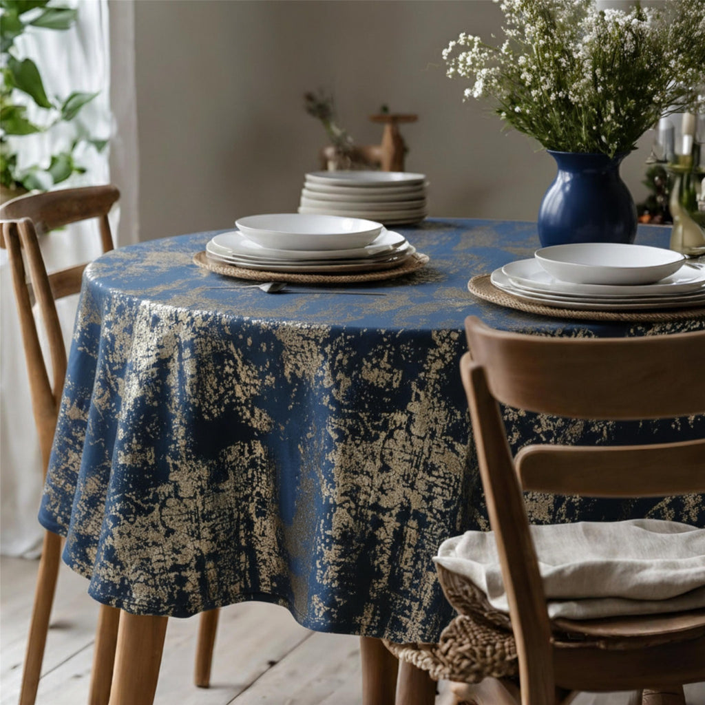 Velvet Tablecloth — Navy Blue & Copper, 13 Colors, Custom Size