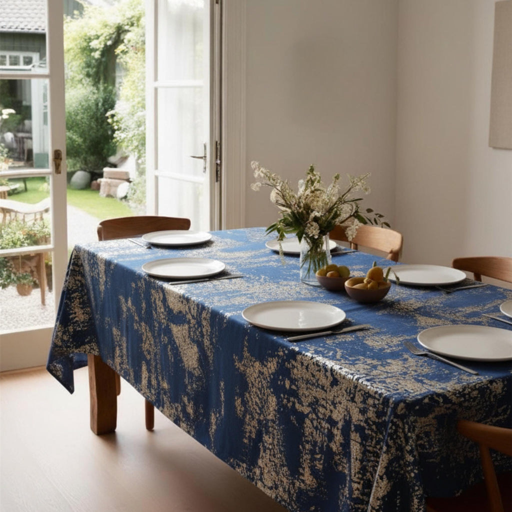 Velvet Tablecloth — Navy Blue & Copper, 13 Colors, Custom Size