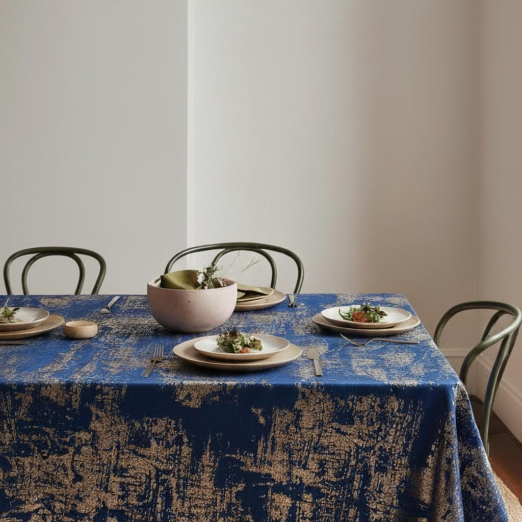 Velvet Tablecloth — Navy Blue & Copper, 13 Colors, Custom Size