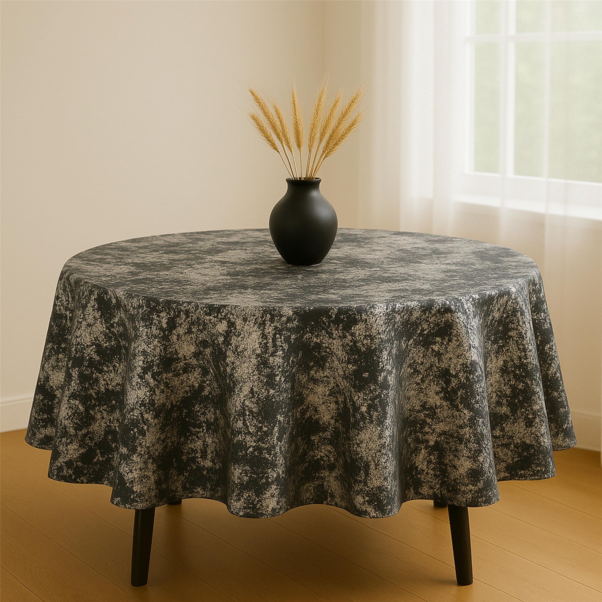 Velvet Tablecloth — Dark Gray & Copper, 13 Colors, Custom Size
