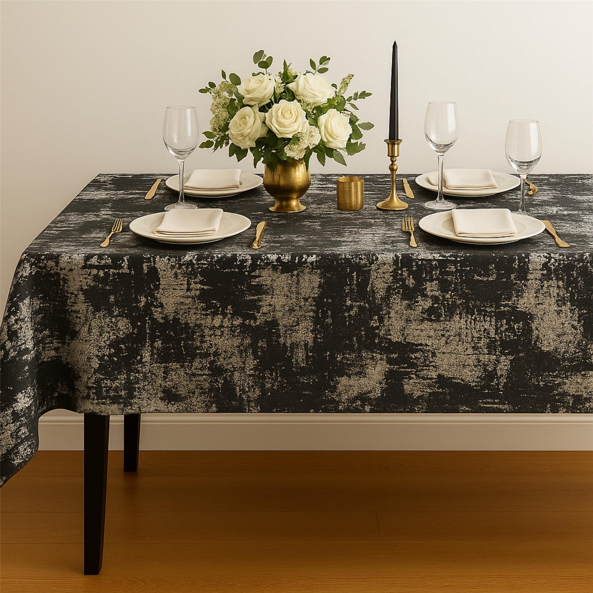 Velvet Tablecloth — Dark Gray & Copper, 13 Colors, Custom Size