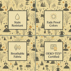 Witch toile fabric features: stain resistant, fade proof, breathable, OEKO-TEX certified