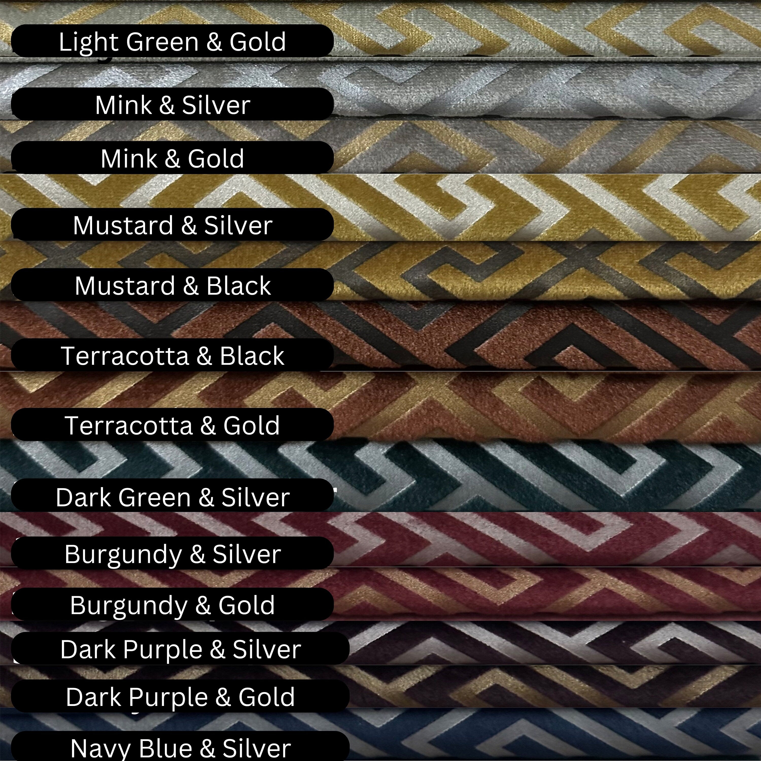 Greek Key velvet color chart — part 2