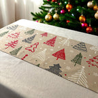 Christmas tree print table runner with ornaments