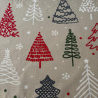 Christmas tree print fabric close-up
