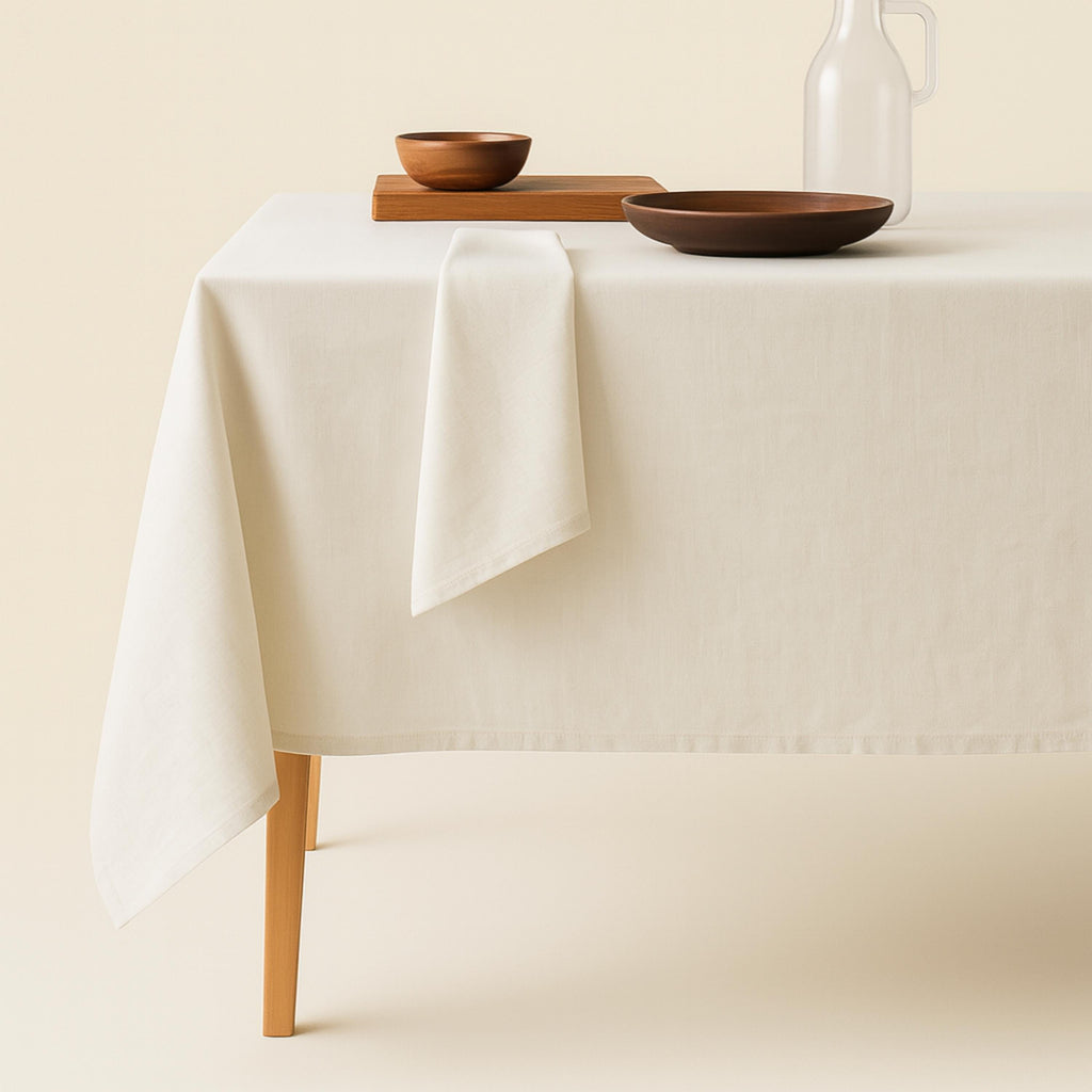 Linen tablecloth detail