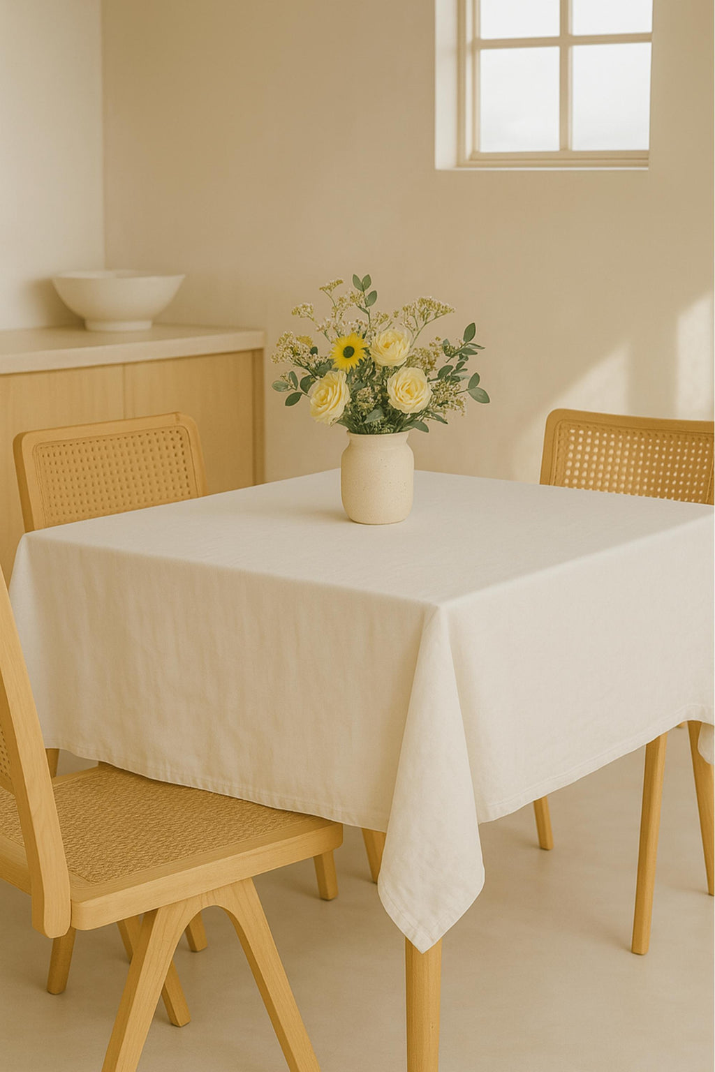 Linen tablecloth table setting