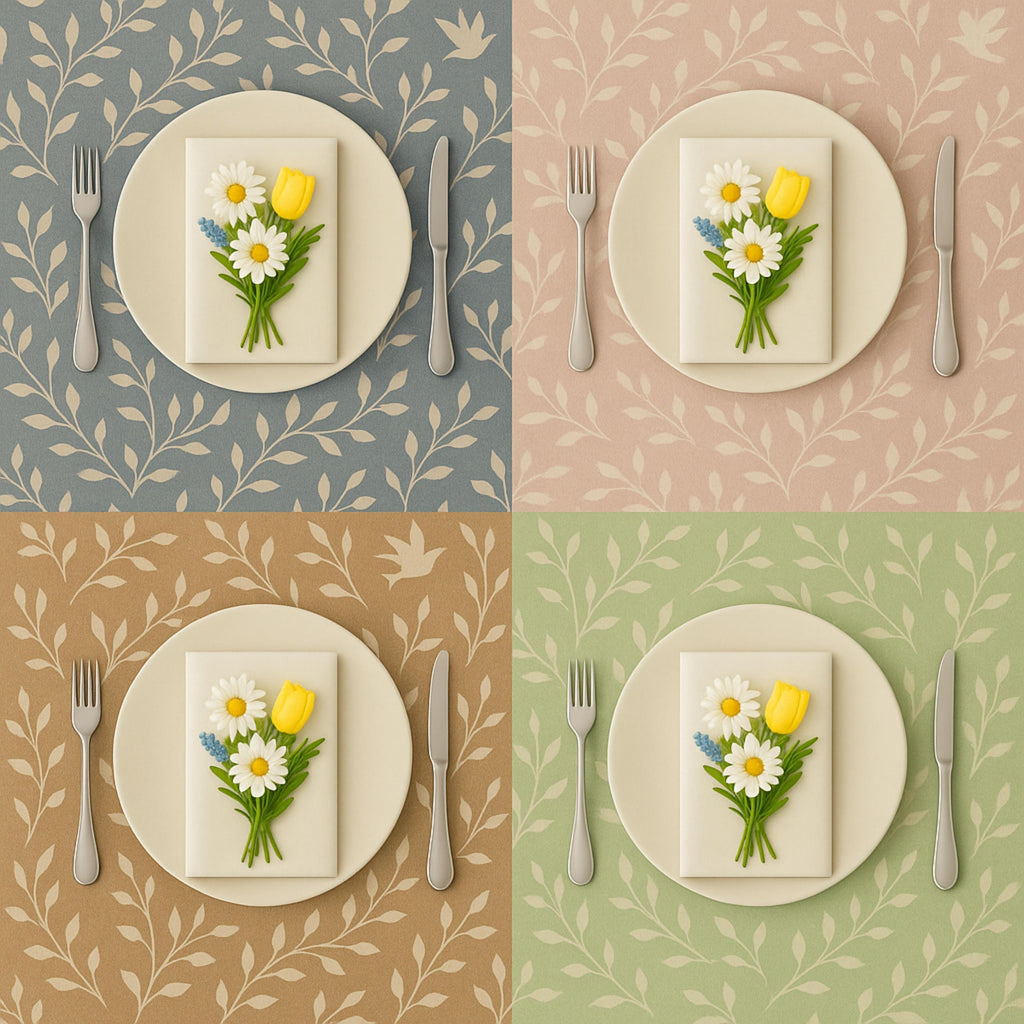 Botanical cotton runner color variations with plates