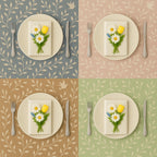 Botanical cotton runner color variations with plates