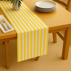 Striped cotton table runner with plates