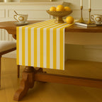 Yellow striped cotton table runner classic dining room