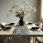 Velvet textured table runner with black accents
