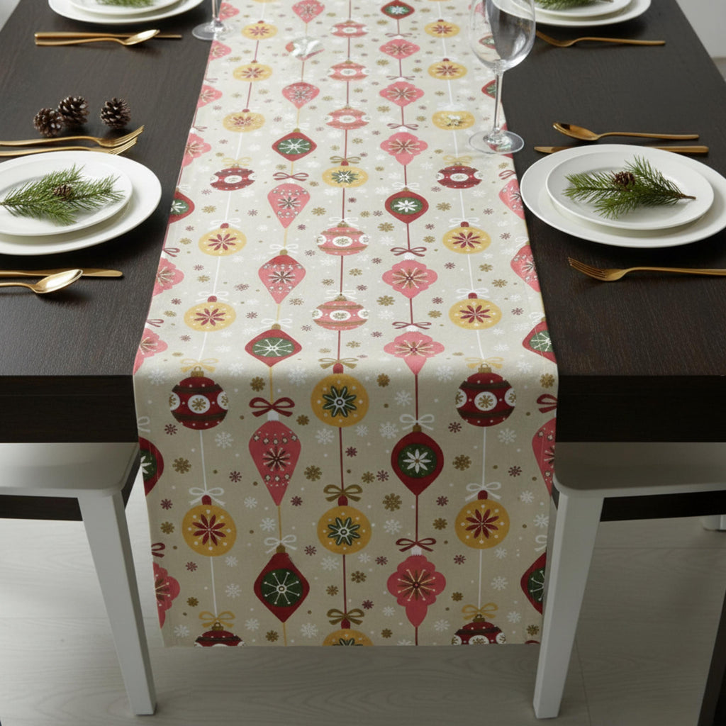 Beige Christmas table runner festive place settings