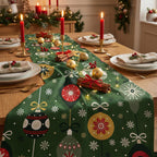 Green Christmas table runner festive dinner table