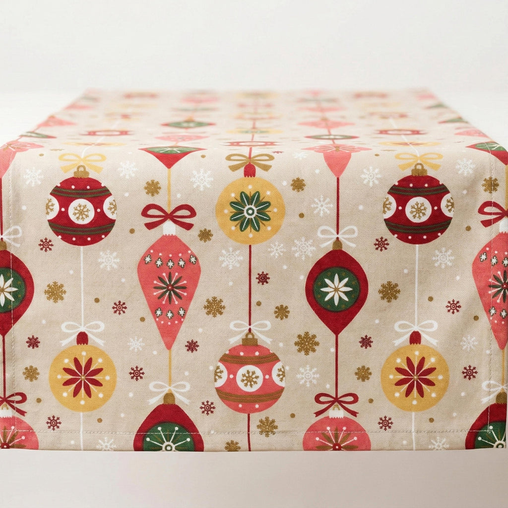 Beige Christmas table runner full view