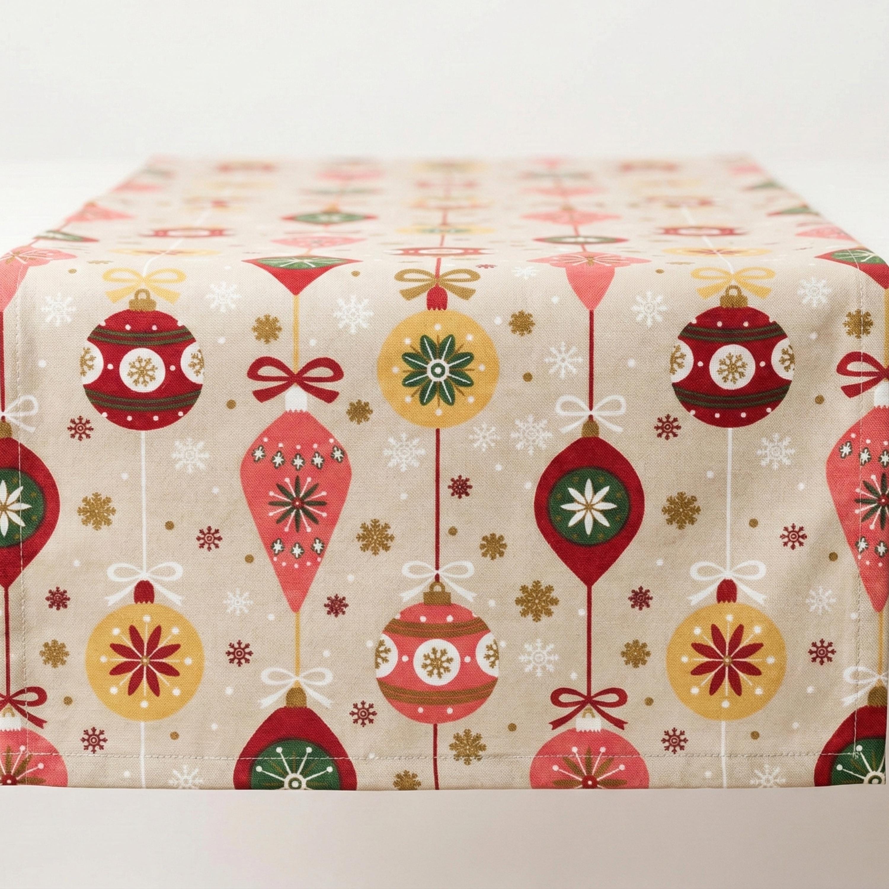 Beige Christmas table runner full view