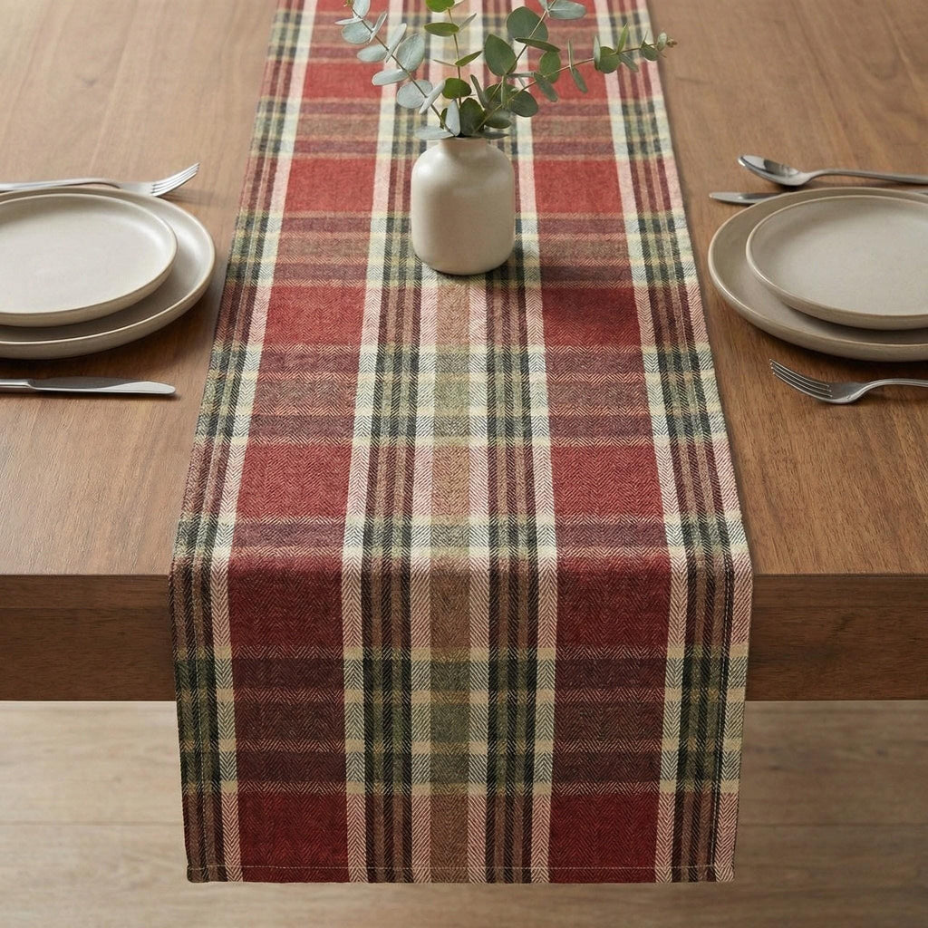 Plaid linen fabric close-up